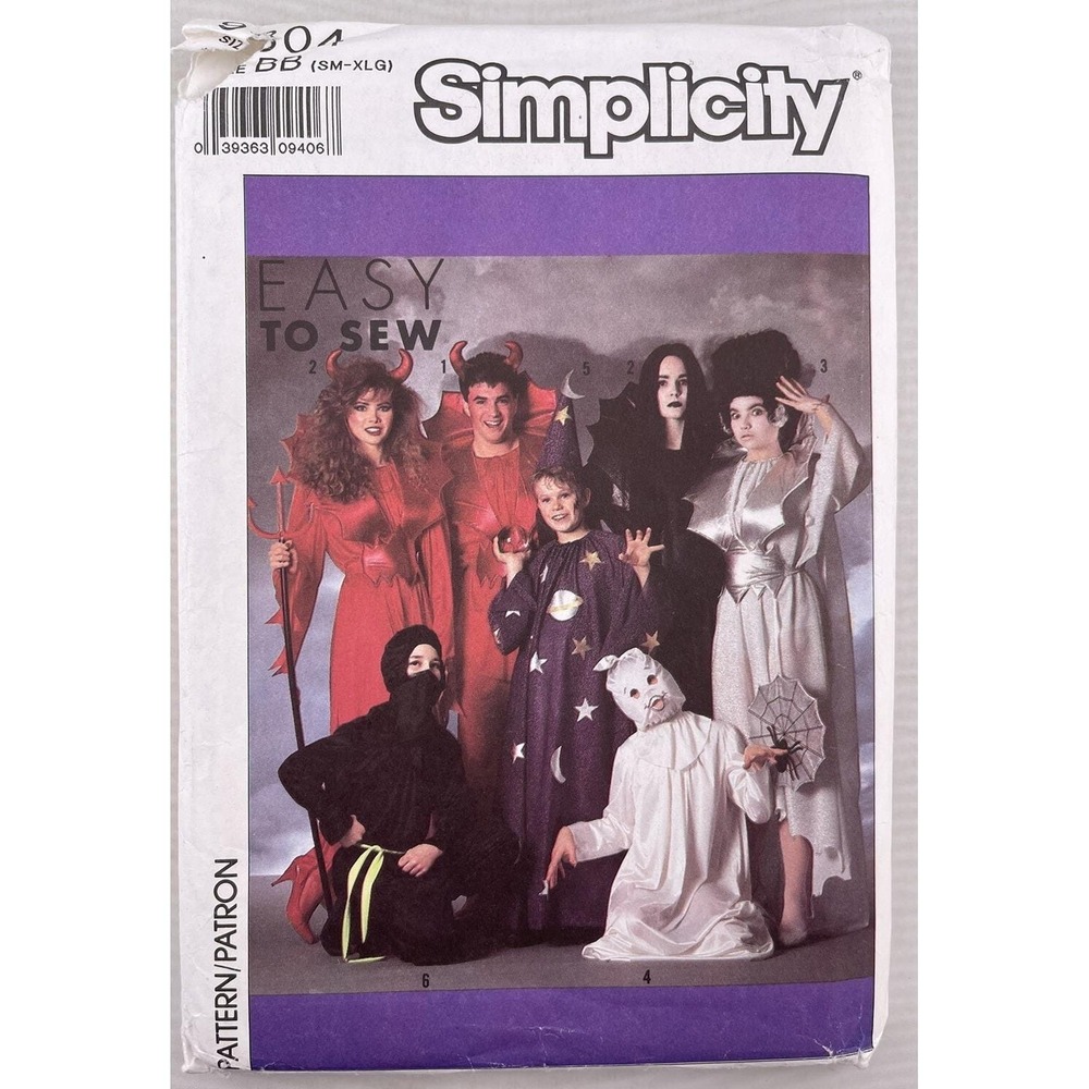 Simplicity 9304 Halloween Costume Pattern Adults, Boys & Girls Size BB‎ SM - XL